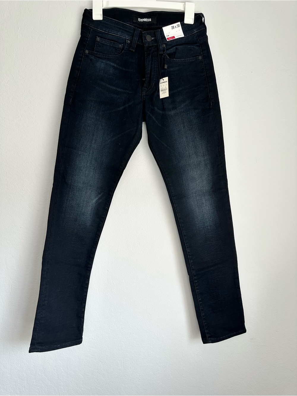 Express Men's dark wash Skinny Jeans with Subtle Fade